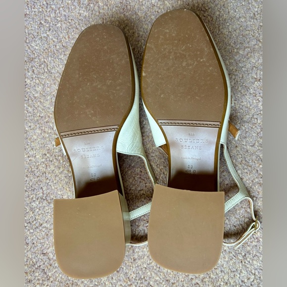 Sezane Paula Babies Mid Block Heel Slingback Sandals White Lacquer NIB Size 8 - Picture 15 of 15